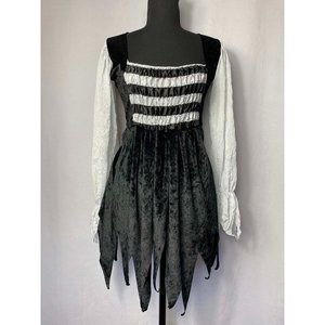 Black and White Pirate Witch Ghoul Sexy Halloween Costume